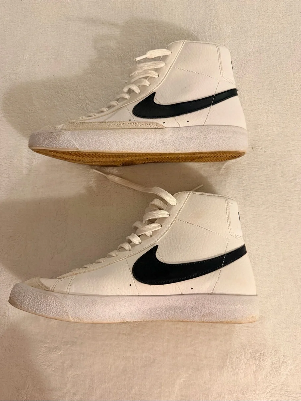 Nike Blazer Mid’77 High-Top Sneakers in White, Black and Cream